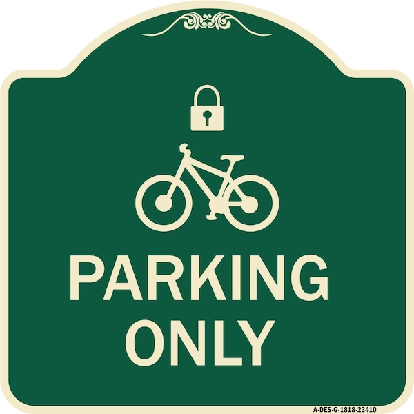 Signmission Parking With Cycle and Lock Symbol Heavy-Gauge Aluminum Architectural Sign, 18" x 18", G-1818-23410 A-DES-G-1818-23410 - main